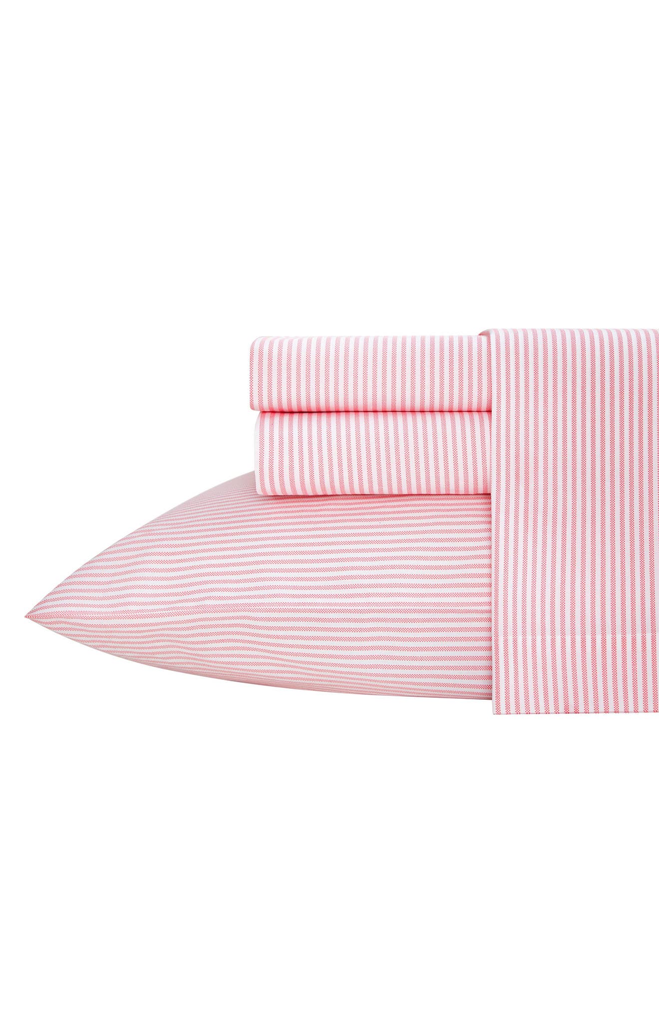 POPPY AND FRITZ Oxford Stripe 200 Thread Count Cotton Percale Sheet Set