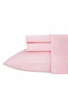 POPPY AND FRITZ Oxford Stripe 200 Thread Count Cotton Percale Sheet Set