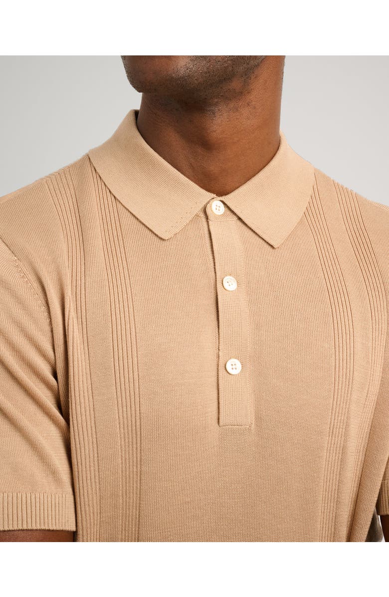 Onia Silk Ribbed Knit Polo, Alternate, color, Tan