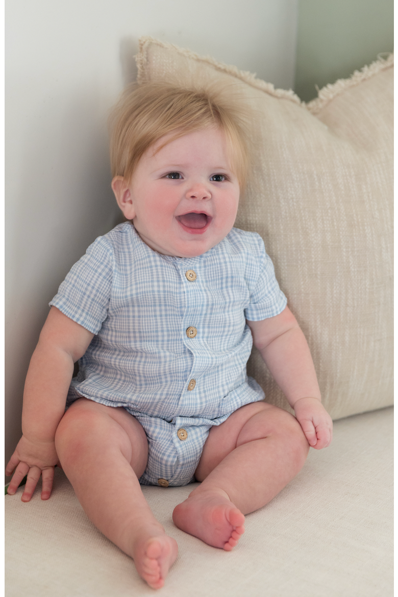 Reese Bubble Romper, Alternate, color, Seaside Picnic