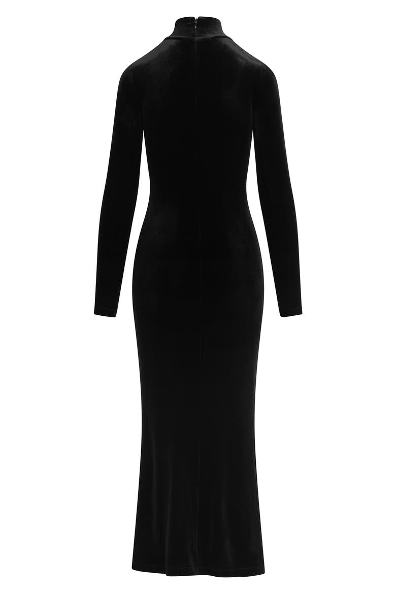 Millie Velvet Turtleneck Column Dress, Alternate, color, BLACK