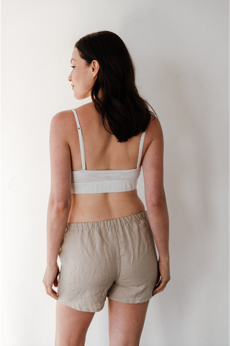 Women's 100% Organic Linen Boxer Shorts, Alternate, color, White