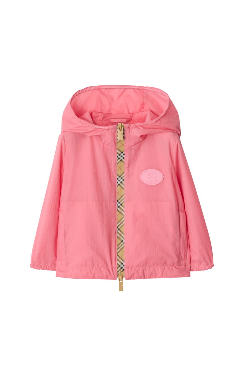 Burberry Checker-tape Nylon Hooded Jacket, Main, color, Flamingo Pink