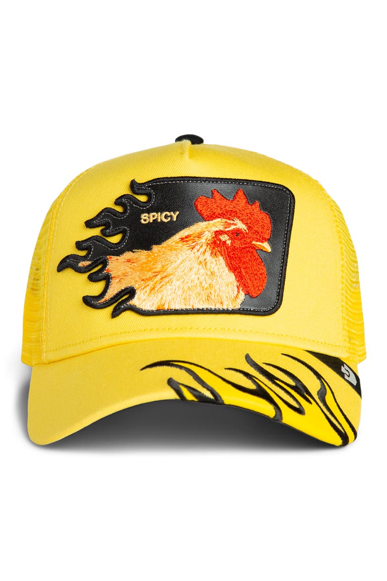 Spice Flames Patch Snapback Trucker Hat, Alternate, color, BEAM