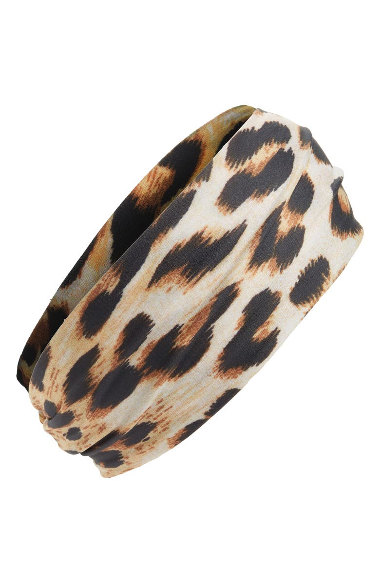 L. Erickson Leopard Print Head Wrap, Main, color,
