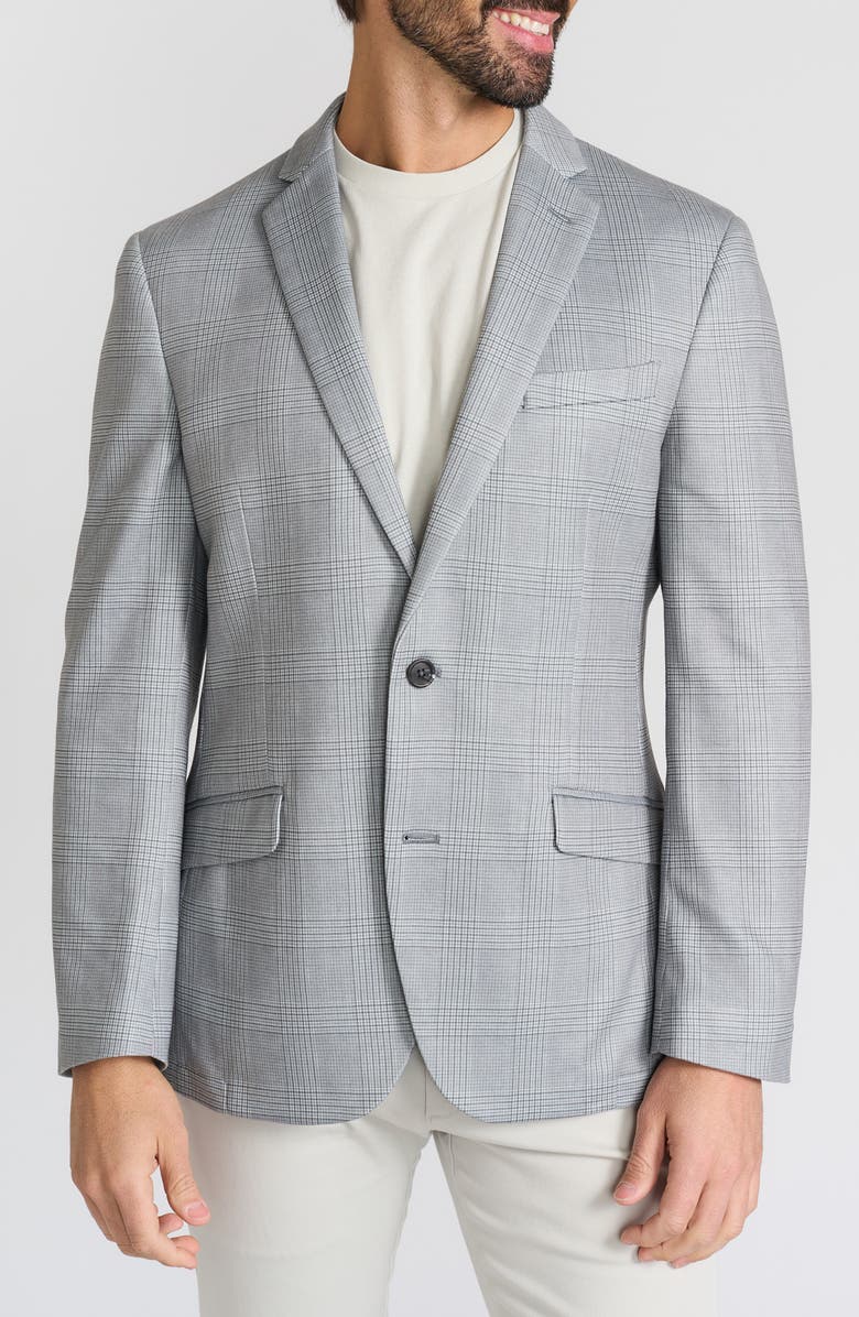 SAVILE ROW CO Shoreditch Plaid Knit Blazer, Main, color, Light Olive