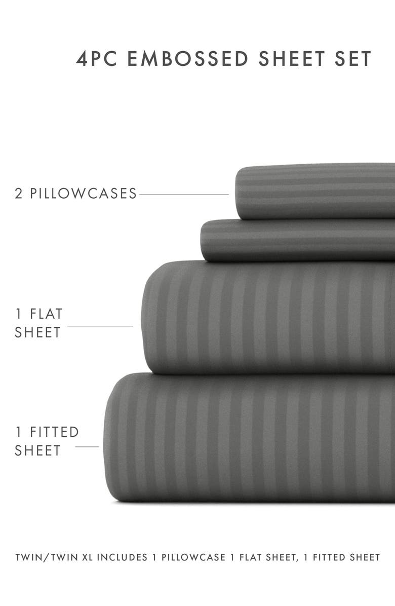 HOMESPUN HOME SPUN Premium Ultra Soft Striped 4-Piece Bed Sheet Set, Alternate, color, Gray