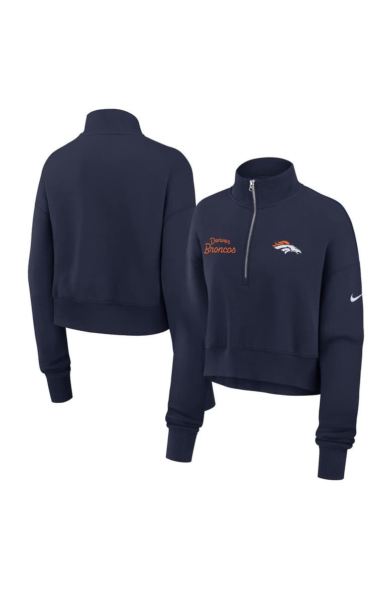 Women's Nike Navy Denver Broncos Primetime Phoenix Half-Zip Sweatshirt, Main, color, Navy