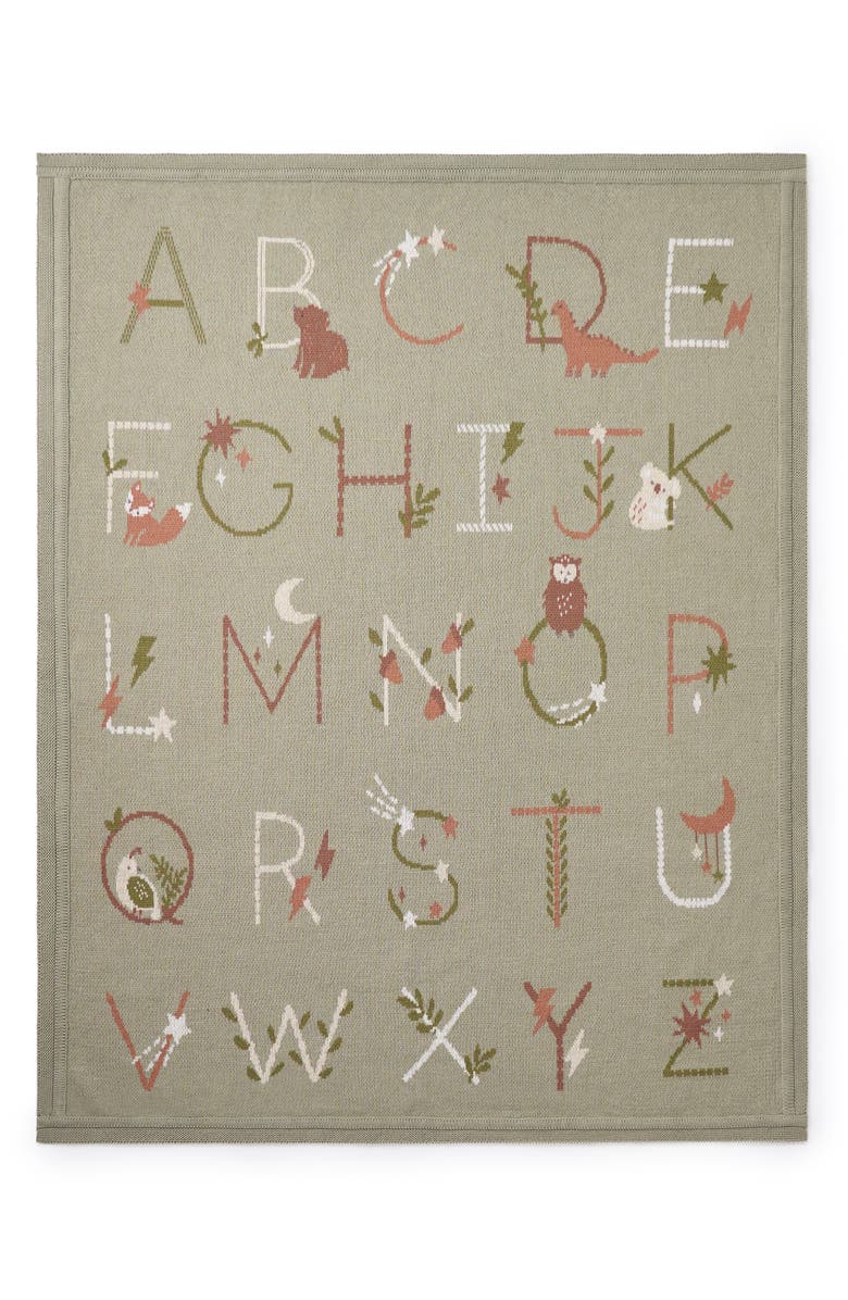 Elegant Baby Alphabet Cotton Knit Blanket, Alternate, color, Sage Green