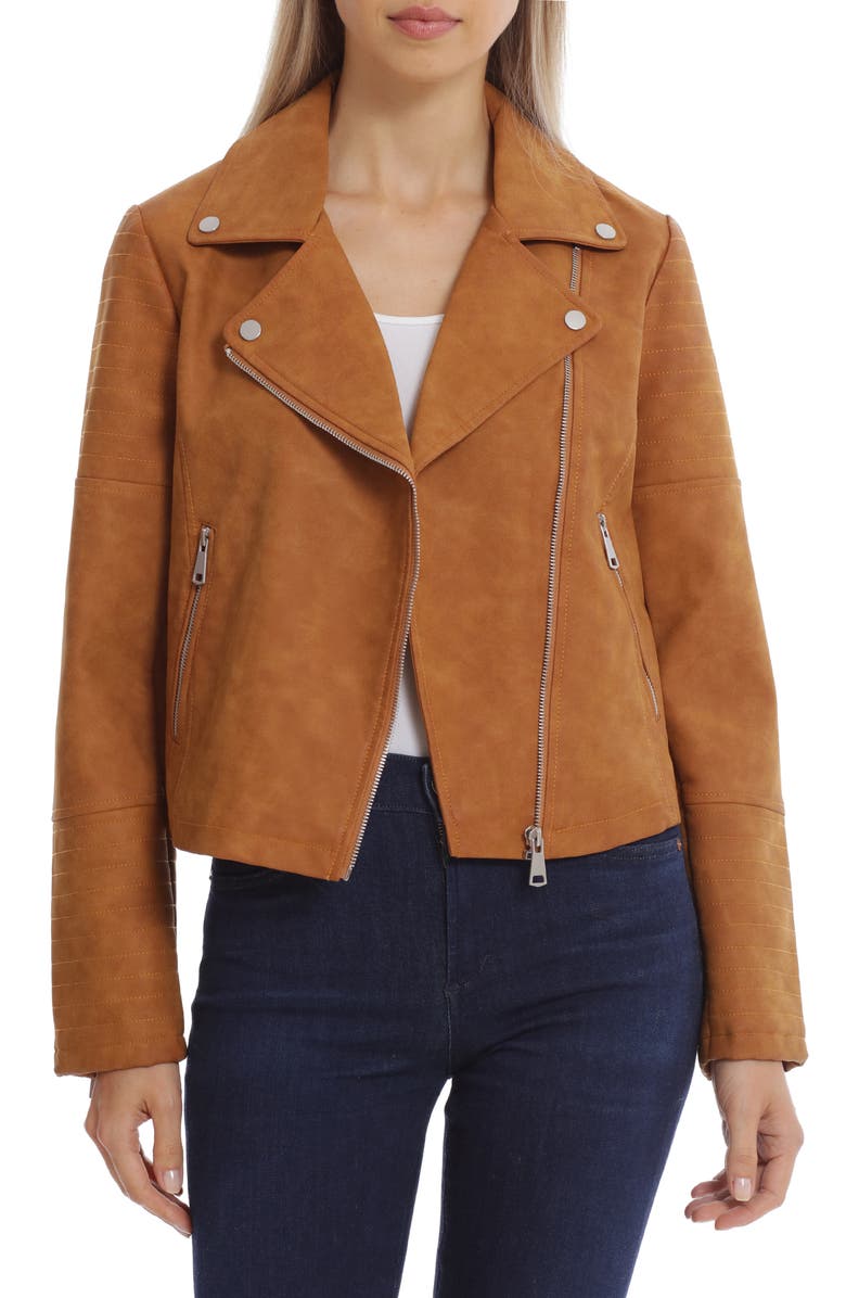 Avec Les Filles Faux Suede Moto Jacket, Main, color, 