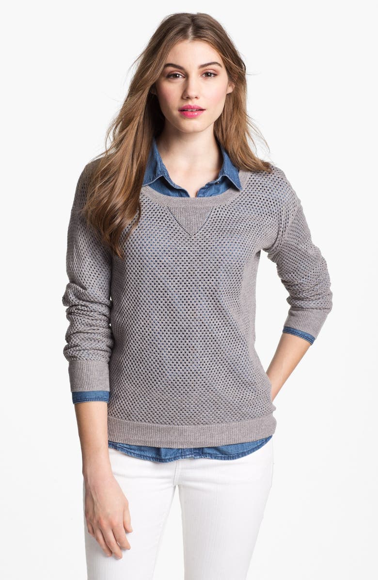 Sweet Romeo Open Stitch Sweater, Main, color, 