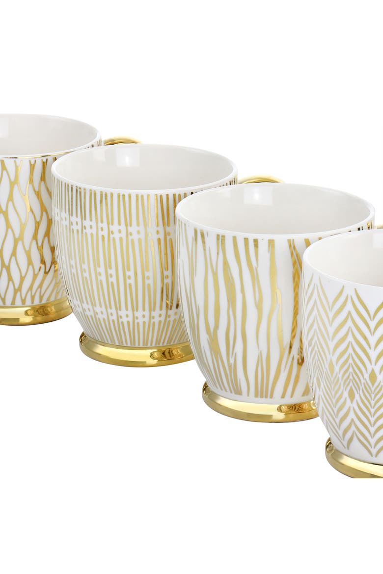 4 Piece 16.7oz Electroplated Fine Ceramic Mug Set, Alternate, color, White