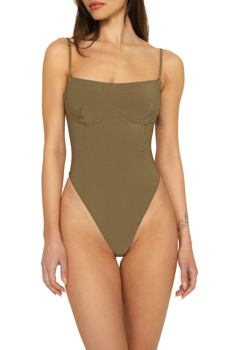 Jonah One-Piece Swimsuit, Main, color, KHAKI