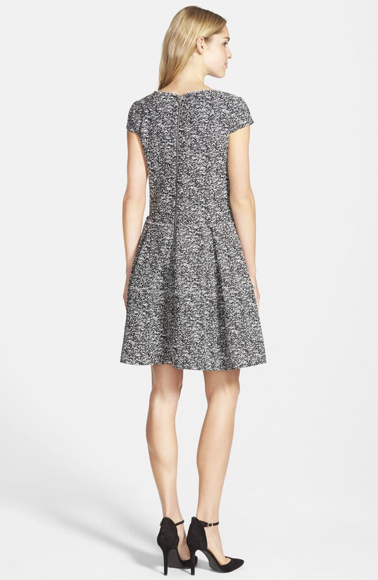 Betsey Johnson Fringed Seam Bouclé Fit & Flare Dress, Alternate, color, 