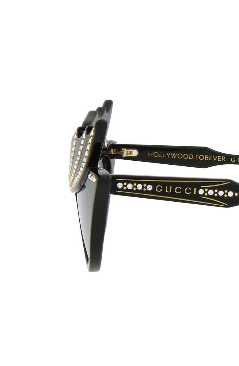 Gucci 50mm Special Edition Cat Eye Sunglasses, Alternate, color, Black Black Violet