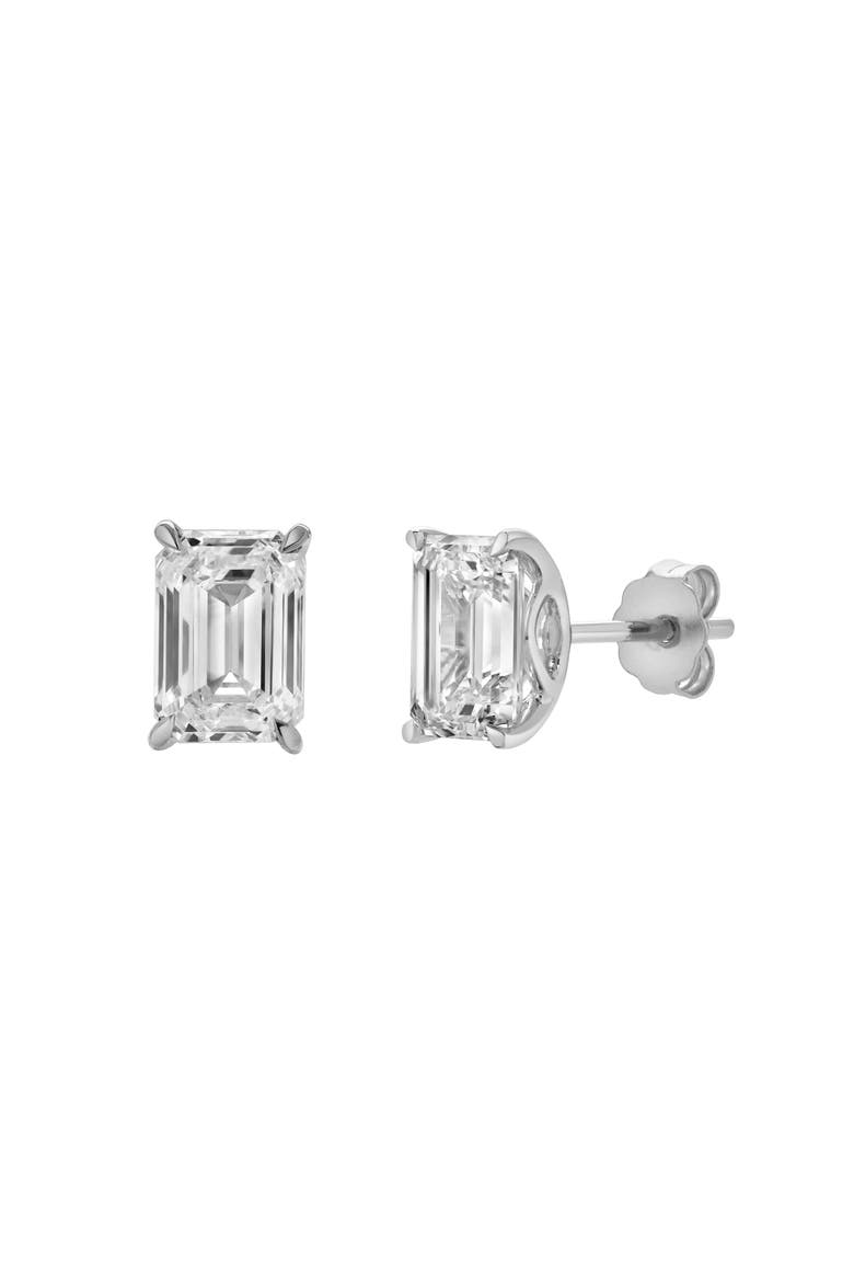 Viridian 14K White Gold Lab Grown Emerald Cut Solitaire Diamond Earrings - 2.02 Cts, Main, color, 14K White Gold