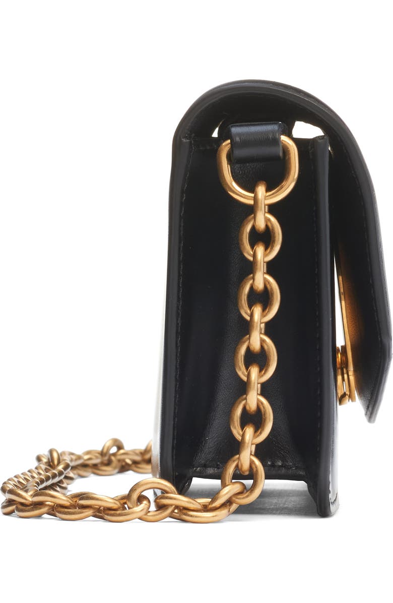 Valentino Garavani Small Vain VLOGO Leather Clutch, Alternate, color, Nero