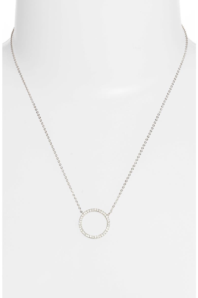 Pavé Open Circle Pendant Necklace, Alternate, color, CLEAR- SILVER