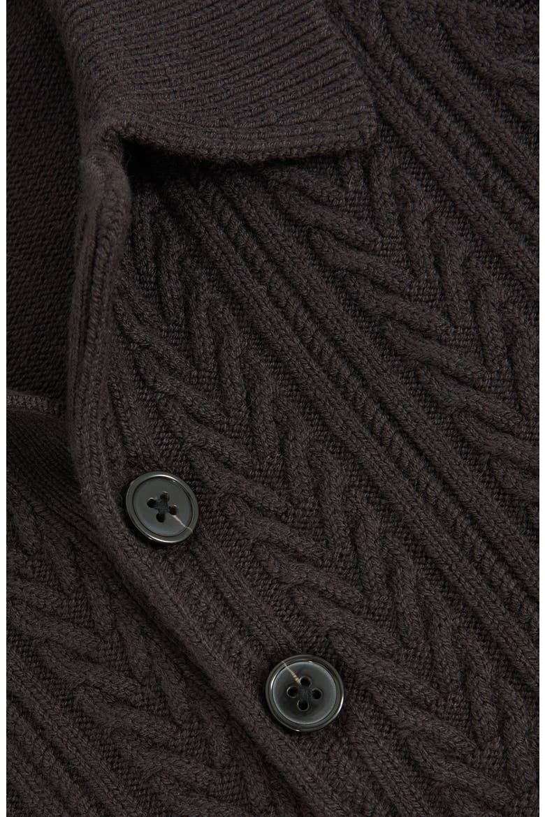 Evesham Cable Stitch Polo Sweater, Alternate, color, CHOCOLATE BROWN