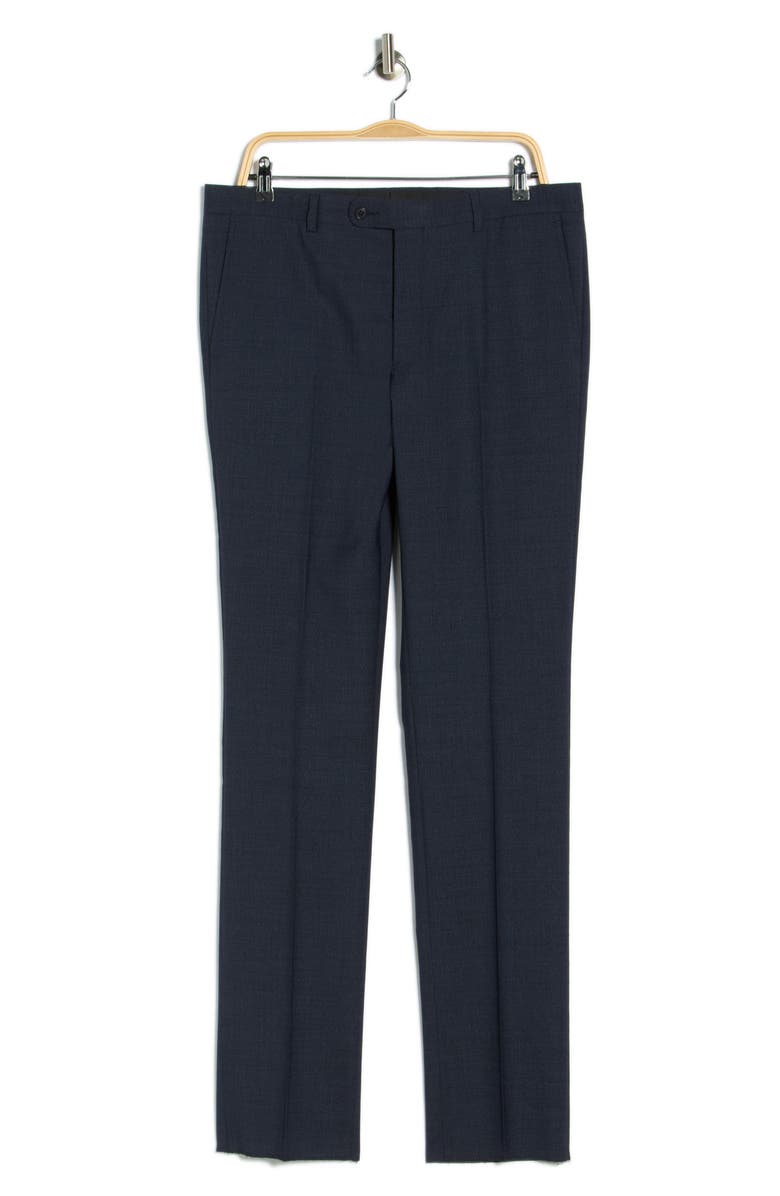 John Varvatos Bedford Flat Front Wool Blend Pants, Alternate, color, Navy
