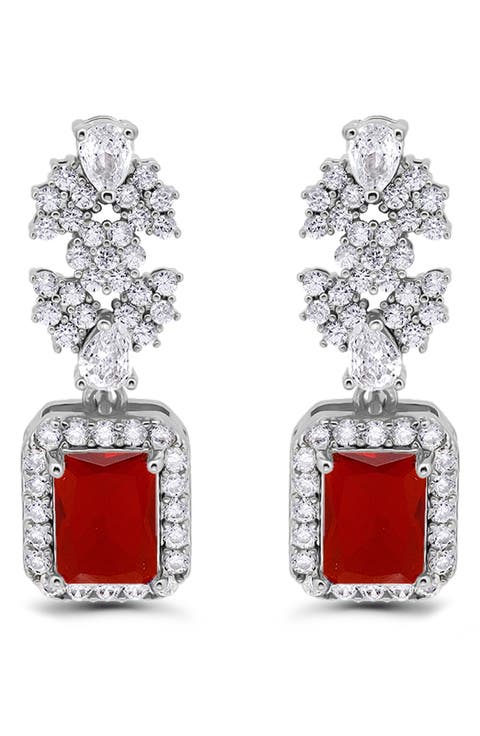 Emerald Cut Cubic Zirconia Drop Earrings