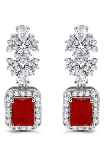 Christian Siriano Emerald Cut Cubic Zirconia Drop Earrings In Multi