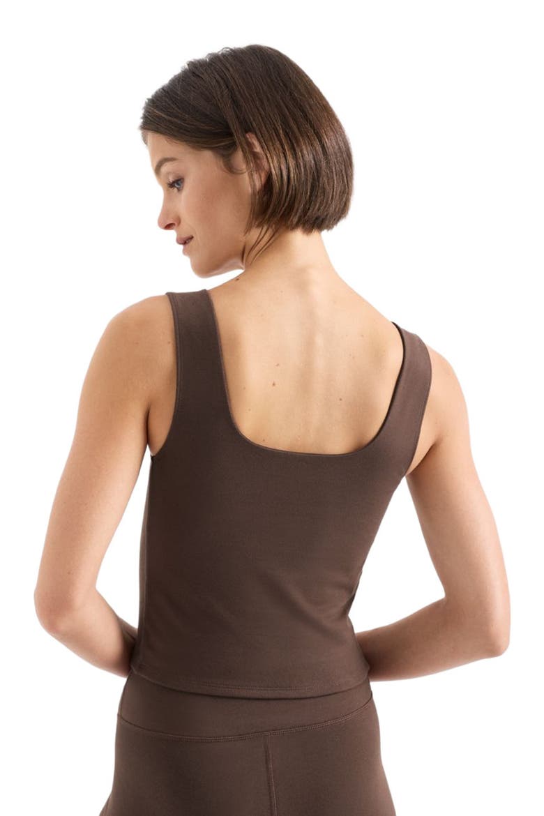 On The Go-To Square Neck Tank Made With Organic Cotton, Alternate, color, Cocoa