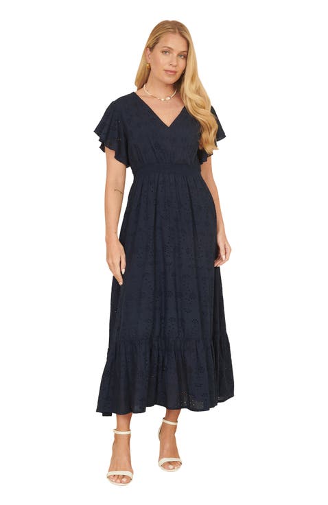 Cotton Broderie Anglaise Wrap Midi Dress