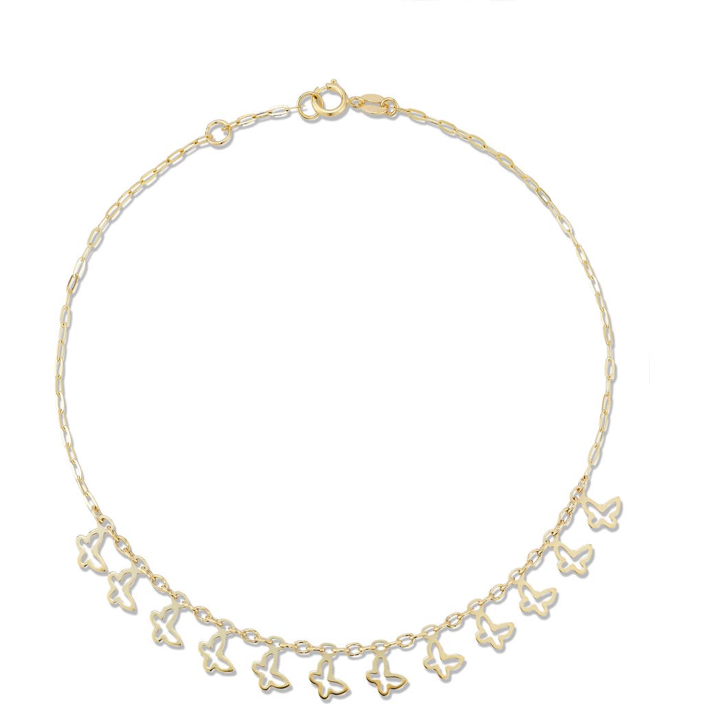 Ember Fine Jewelry Butterfly Charm Anklet In Gold