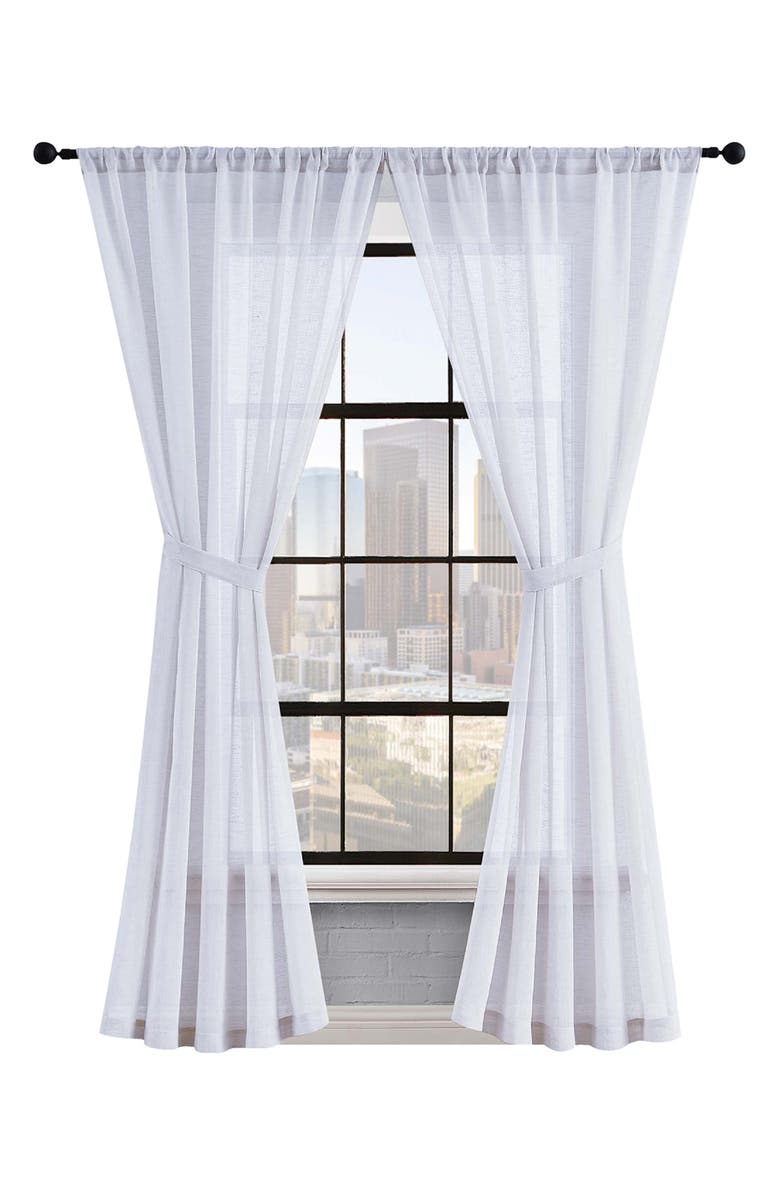 Lucky Brand Onyx Textured Sheer Set of 2 Curtain Panels, Main, color, White