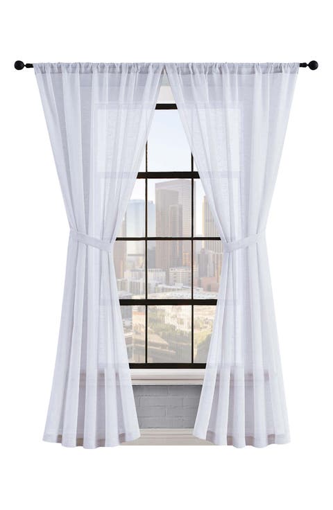 Onyx Textured Sheer Set of 2 Curtain Panels