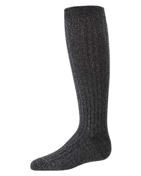 Ribbed Shimmer Knee-High Socks