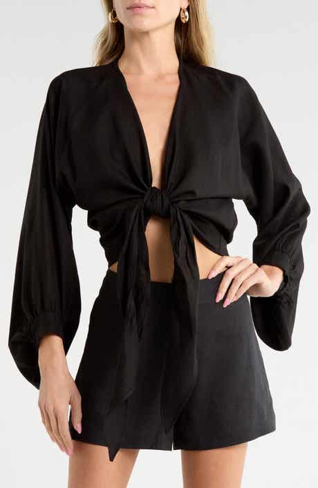 Adri Long Sleeve Tie Front Top