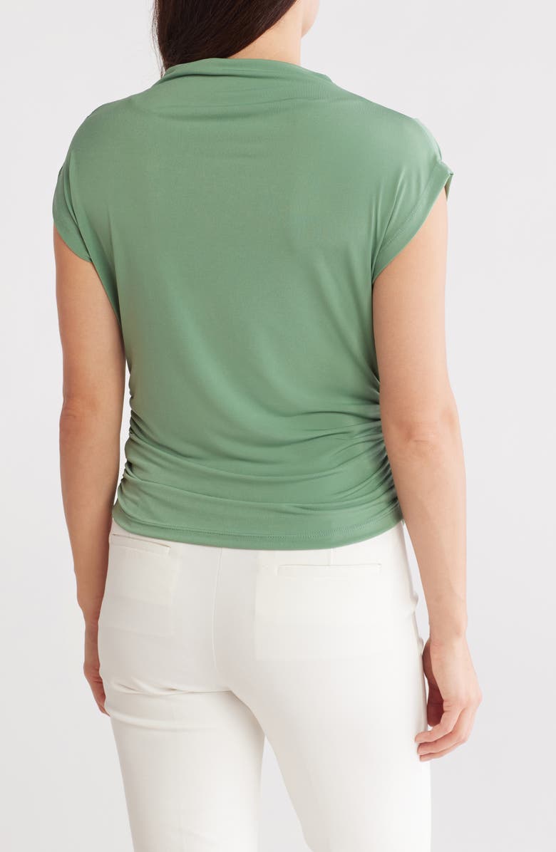 Renee C Cap Sleeve Ruched Crop Top, Alternate, color, Sage