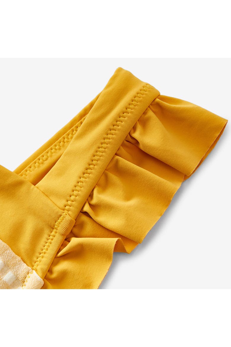 Ruffle Square Neck Swimsuit, Alternate, color, Yellow Gingham