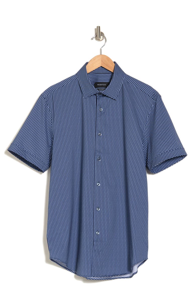 Bugatchi Short Sleeve Stretch Cotton Button-Up Shirt, Alternate, color, 