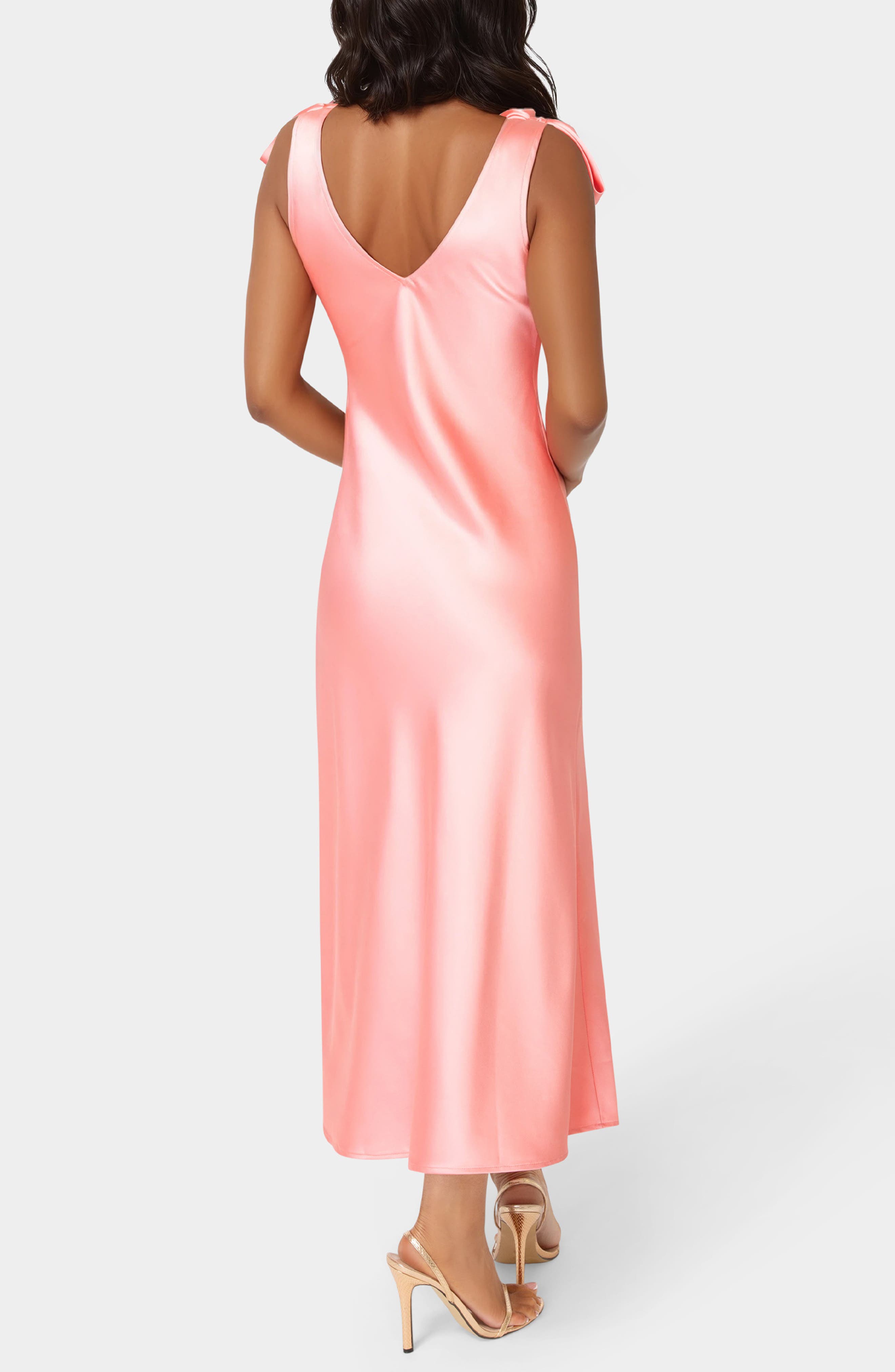 Shoulder Tie Satin Midi Dress - image 4