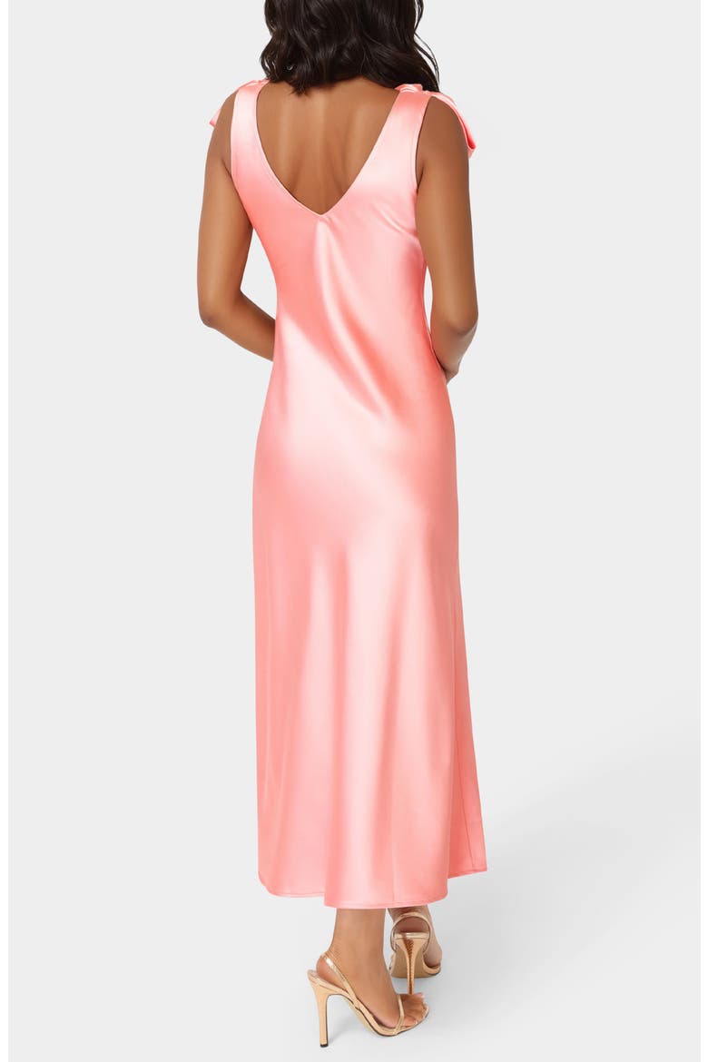 Shoulder Tie Satin Midi Dress, Alternate, color, CORAL