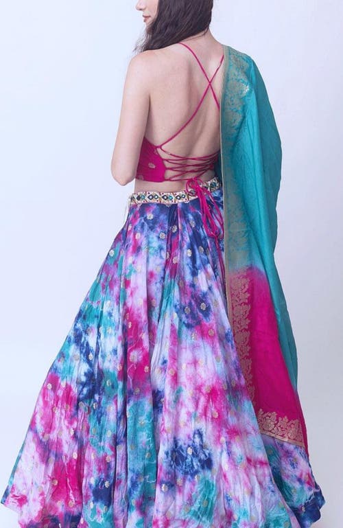 Raas Maya Hand Tie-dye Lehenga Choli In Light Pink Multi