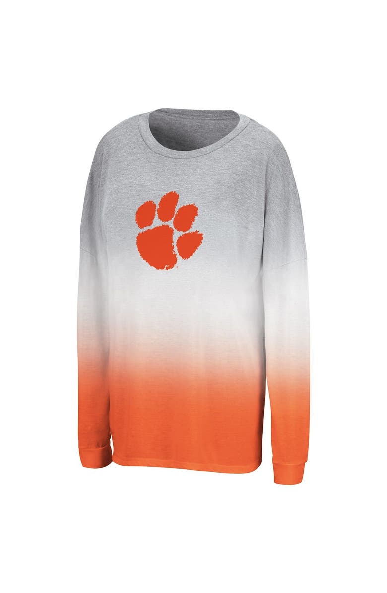 COLOSSEUM Women's Colosseum Heather Gray/Heather Orange Clemson Tigers Winkle Dip-Dye Long Sleeve T-Shirt, Alternate, color, 