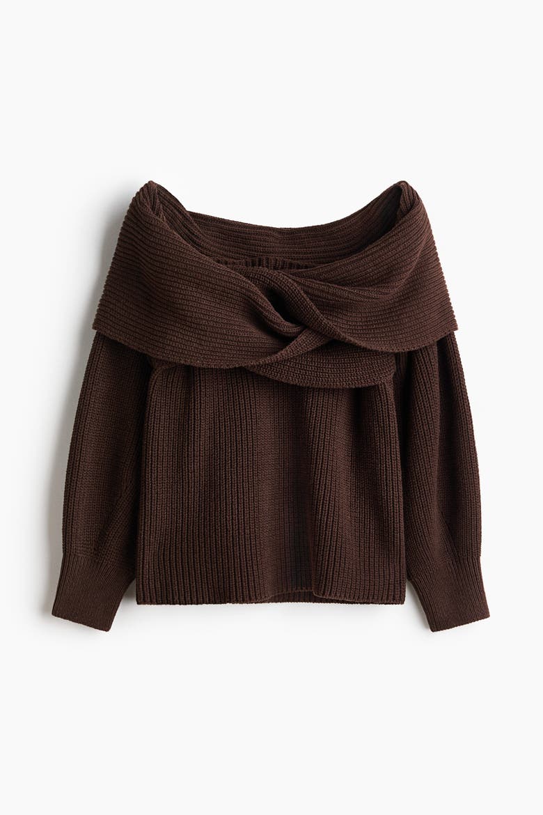 Off-the-shoulder Jumper, Alternate, color, Dark brown