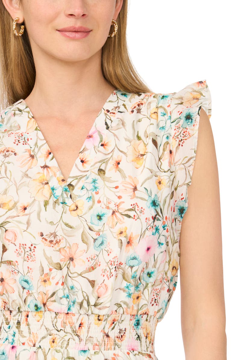 Vince Camuto Smocked Tiered Maxi Dress, Alternate, color, Antique White