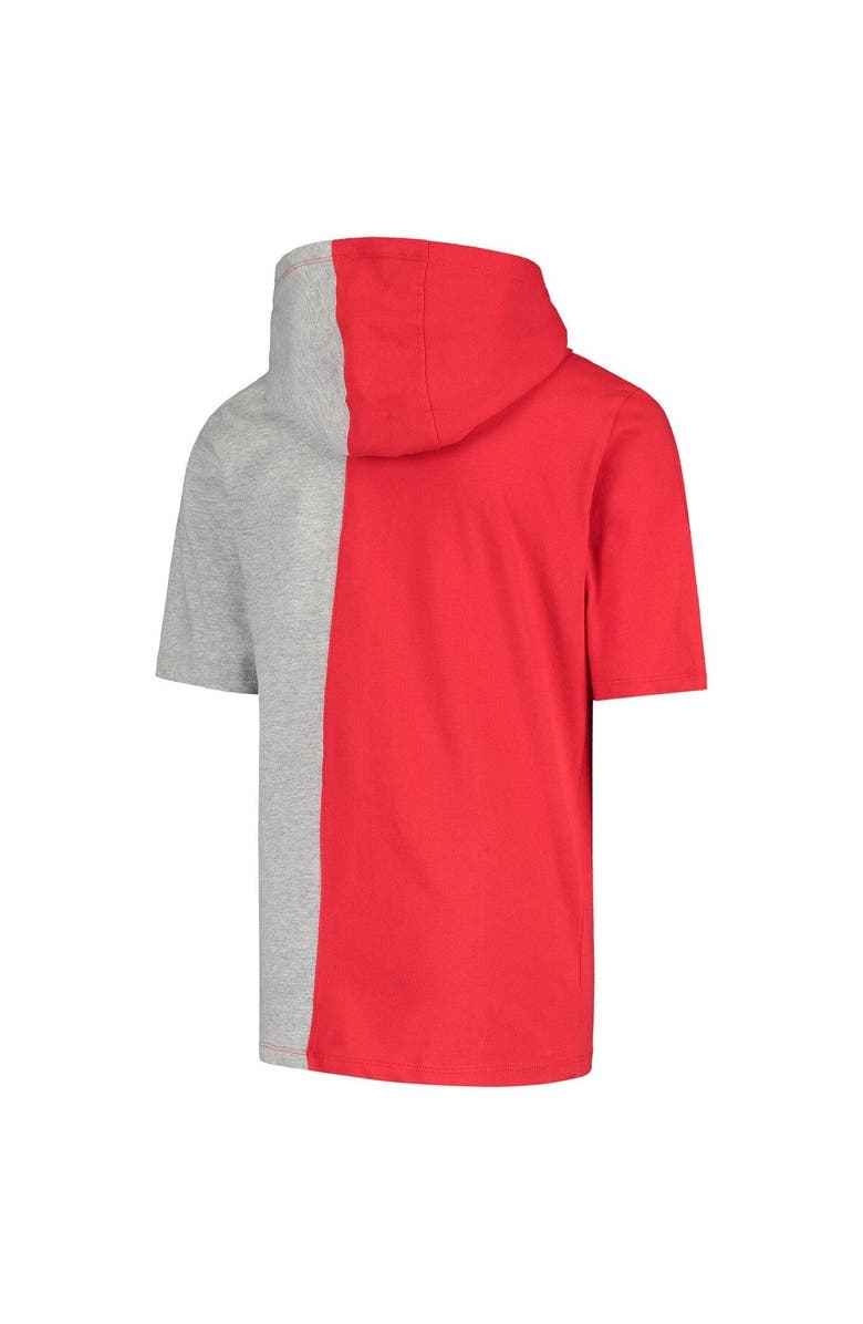 Outerstuff Youth Heathered Gray/Red LA Clippers Posterize Short Sleeve Pullover Hoodie, Alternate, color,