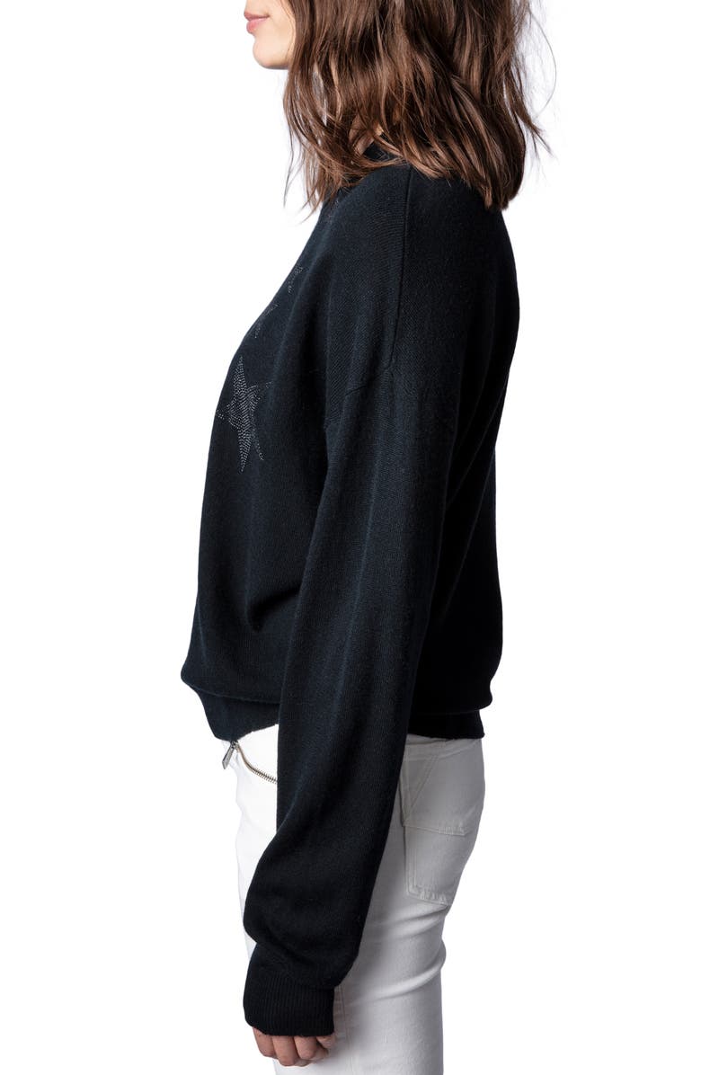 Zadig & Voltaire Gaby Strass Stars Wool & Cashmere Sweater, Alternate, color, 