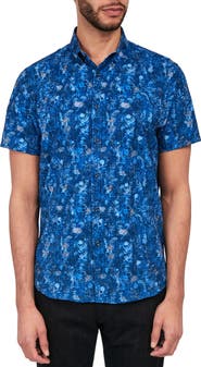 Brooklyn Brigade Slim Fit Barlow Vintage Floral 4-Way Stretch Performance Short Sleeve Shirt