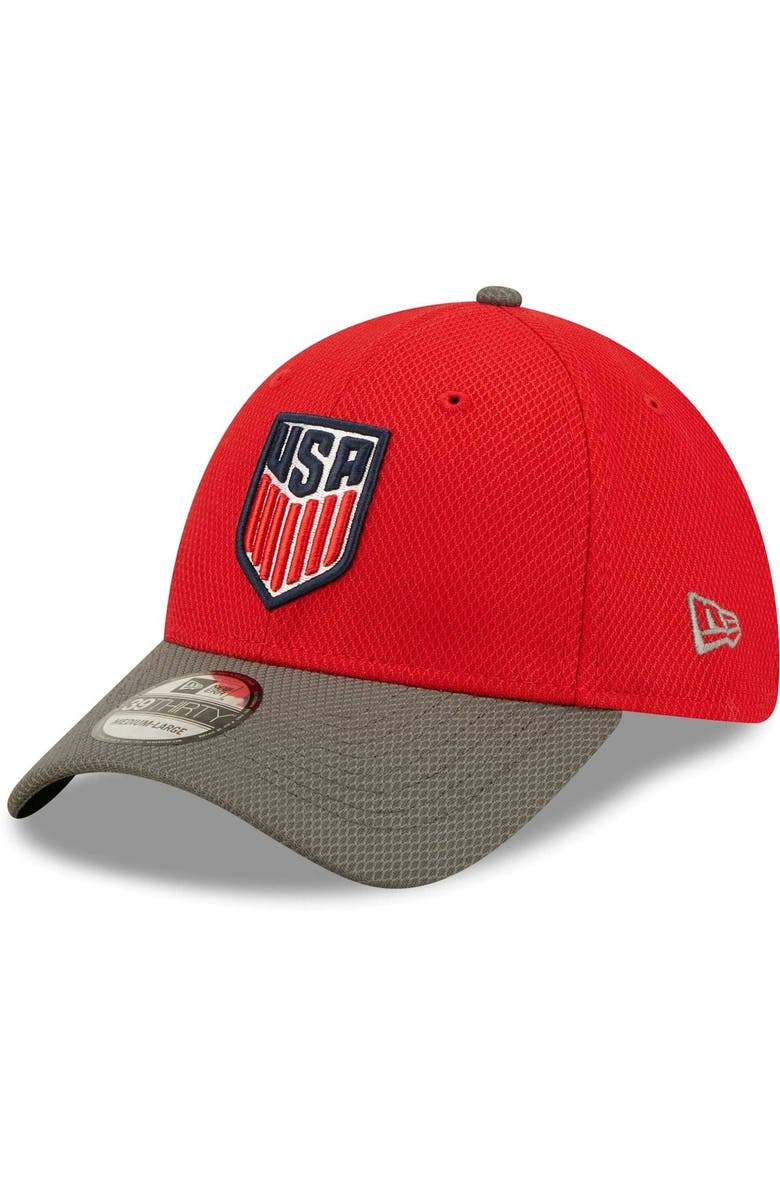 New Era Men's New Era Red USMNT Team Basic Diamond Tech 39THIRTY Flex Hat, Alternate, color, 