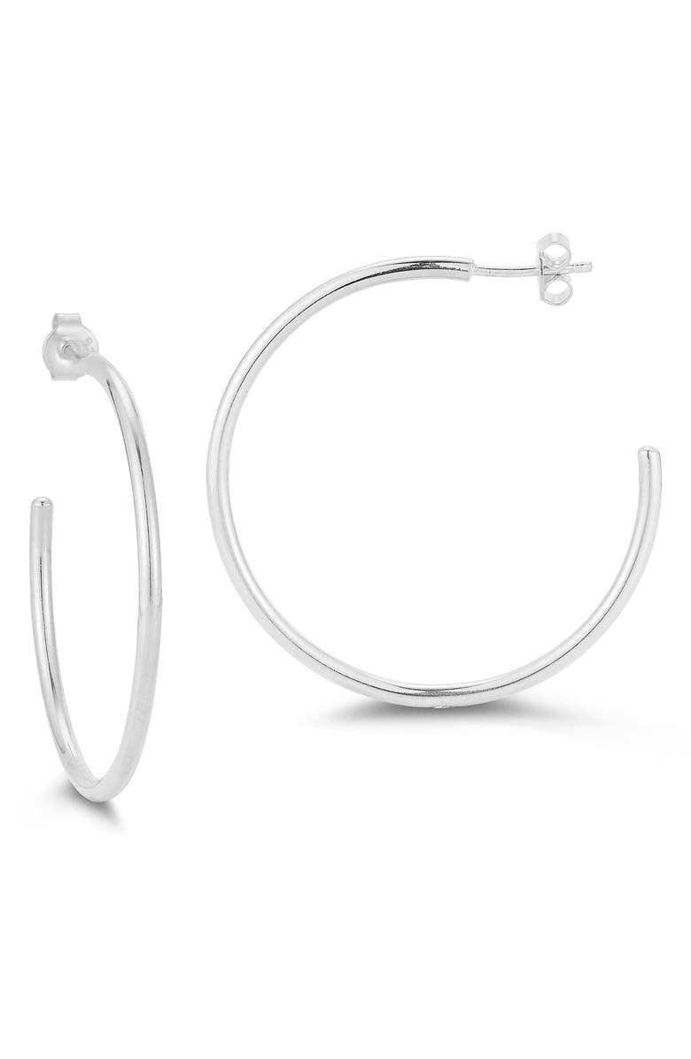 CHLOE AND MADISON 2mm Hoop Earrings, Main, color, Silver