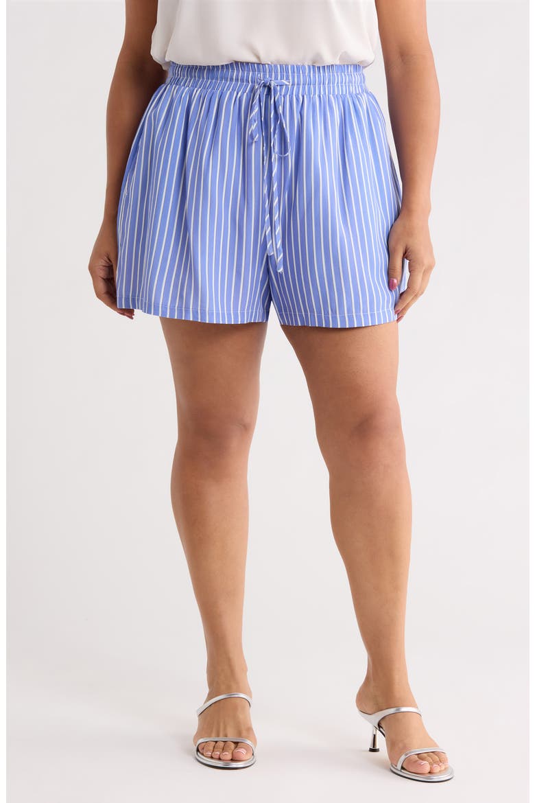 Elise Stripe Taliya Drawstring Shorts, Main, color, BLUE-WHITE