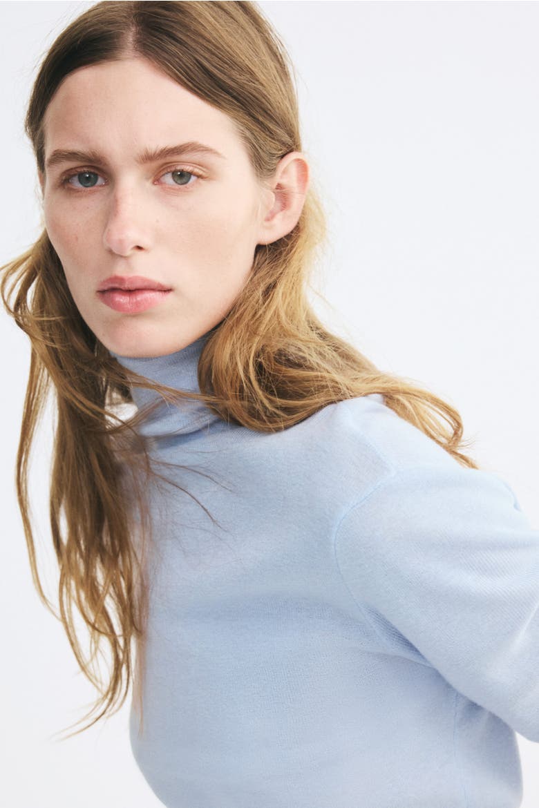 Cashmere-Blend Turtleneck Sweater, Alternate, color, Light blue