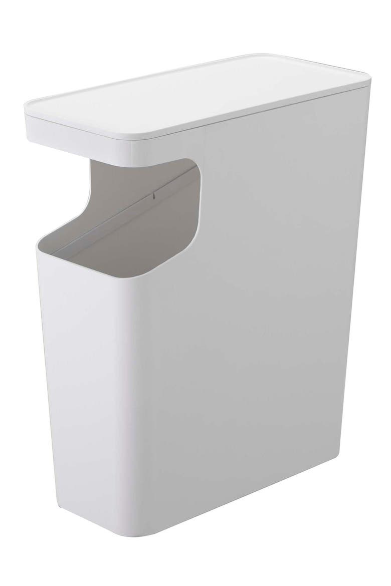 Side Table Trash Can, Main, color, WHITE